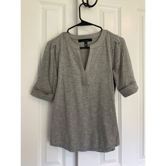 White House Black Market size Small Pleated sleeve tee, grey - Picture 2 of 6